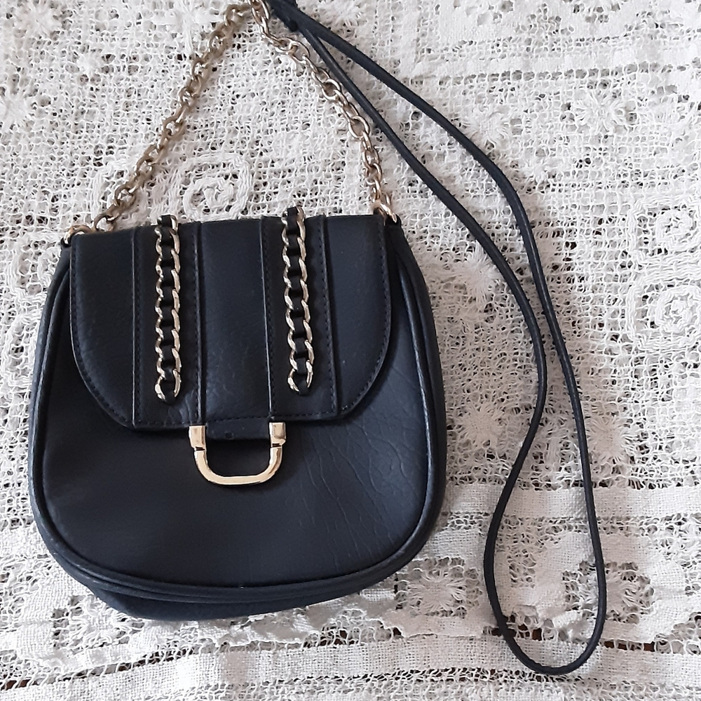 Charming Charlie leather navy cross body bag